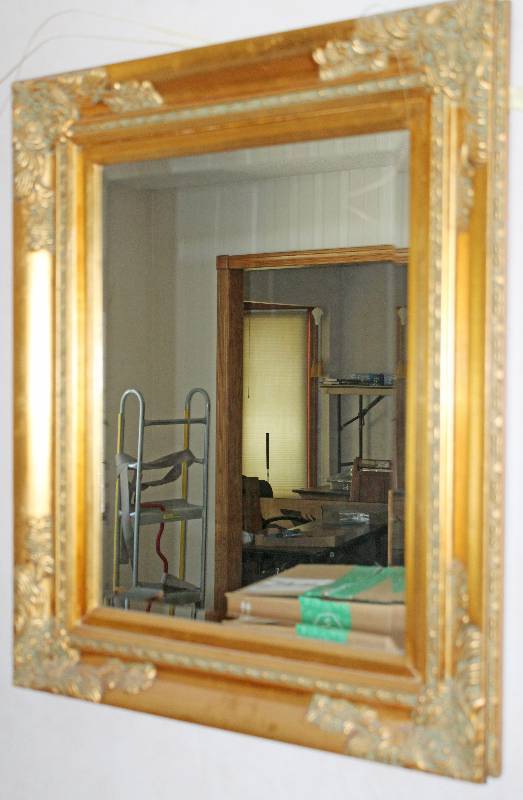 lot 9314 image: Framed Beveled Edge Mirror - Outside of Frame Measures 23.5 x 27.5