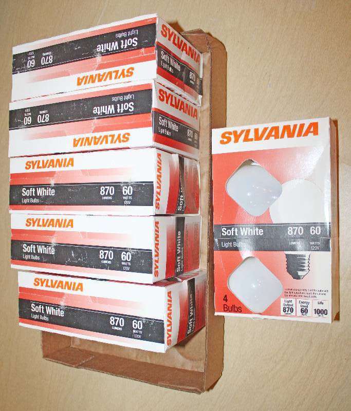 lot 9364 image: Lot of 6 - 4 packs Sylvania 60Watt Light Bulbs
