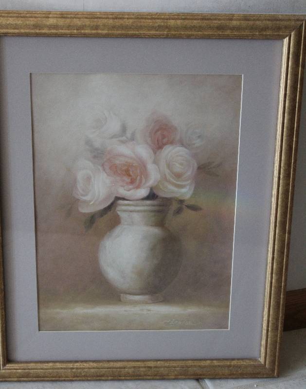 lot 9373 image: Floral Still Life Picture - Outside of Frame Measures 17 x 20 12