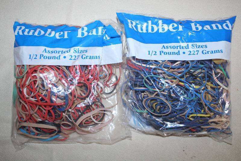 lot 9403 image: Lot of 2, 12 pound bags of Assorted Rubber Bands