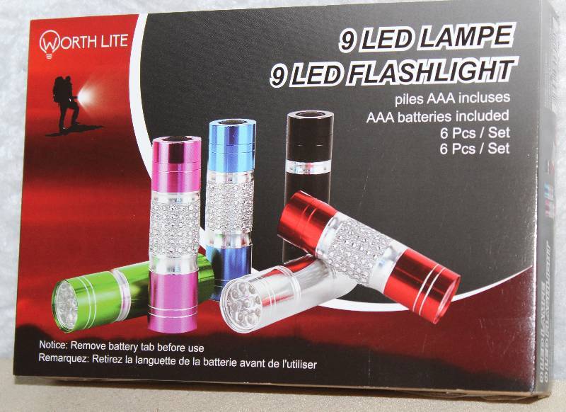 lot 9420 image: 6 Piece Set of 9 LED Flash Lights