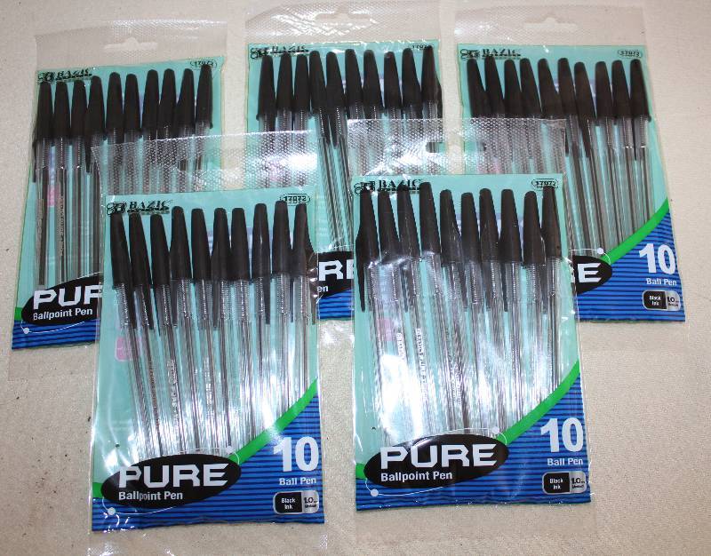 lot 9426 image: Lot of 5, 10 packs of Ball Point Pens - Black Ink