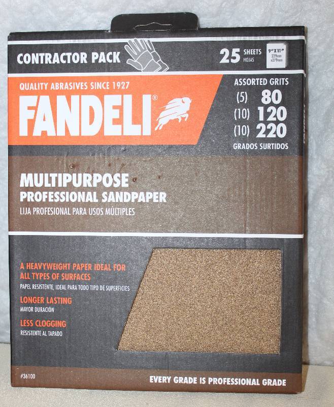 lot 9432 image: 25 Sheet Pack of Multipurpose Sand Paper - 3 Assorted Grits per Package
