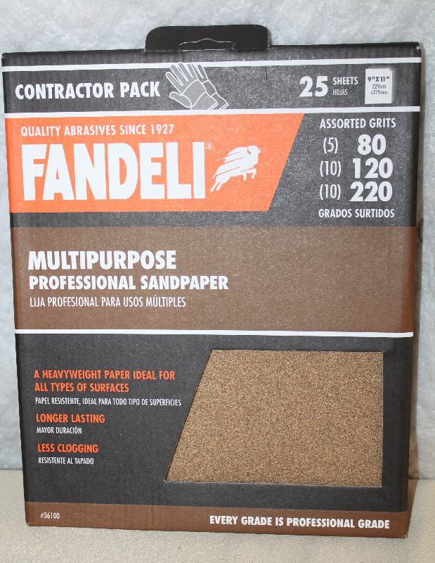 lot 9433 image: 25 Sheet Pack of Multipurpose Sand Paper - 3 Assorted Grits per Package