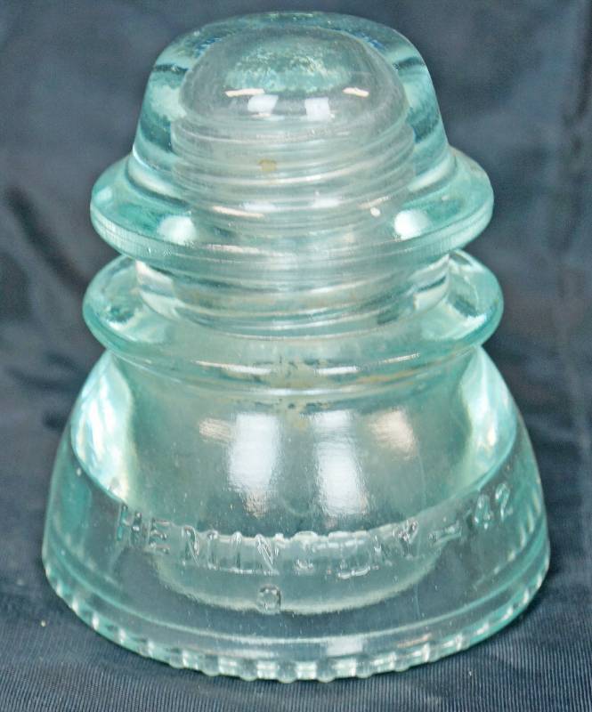 lot 1026 image: Green Glass Power Line Insulator - Hemingray - Vintage 42  0