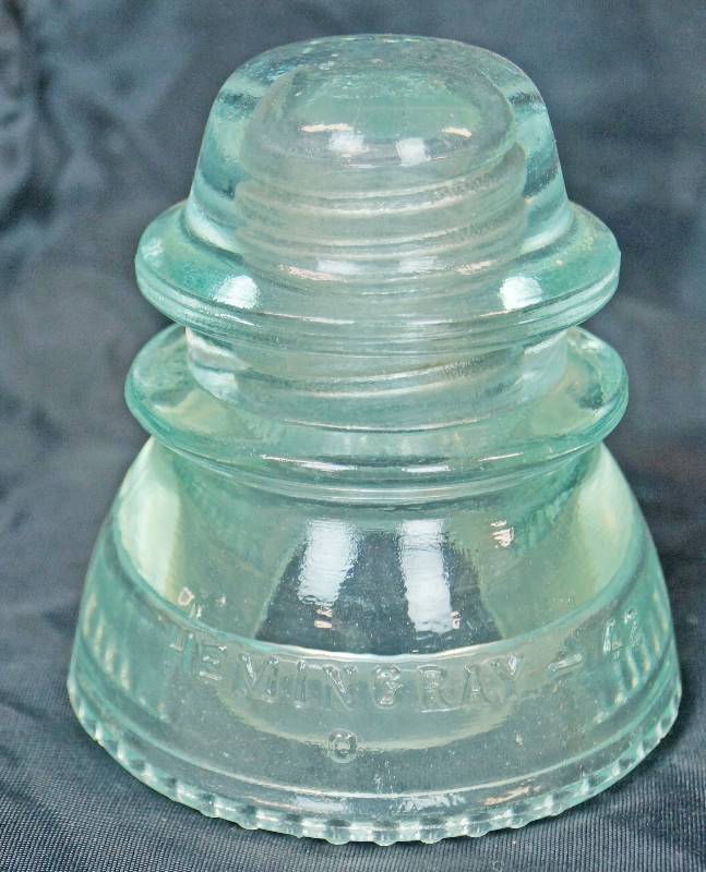 lot 1027 image: Green Glass Power Line Insulator - Hemingray - Vintage 42  0