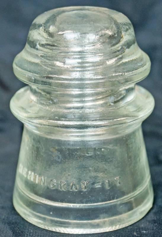lot 1034 image: Clear Glass Power Line Insulator - Hemingray 17 - Neat