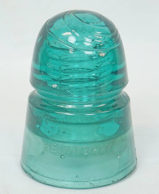lot 1035 image: Blue-Green  Teal Glass Power Line Insulator - Hemingray - nice find