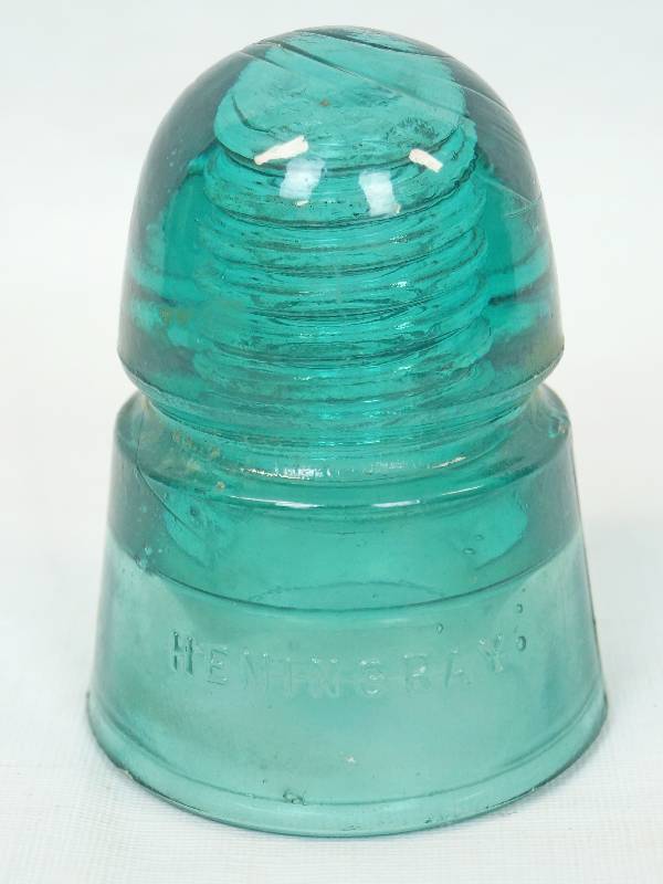lot 1036 image: Blue-Green  Teal Glass Power Line Insulator - Hemingray - The prettiest color