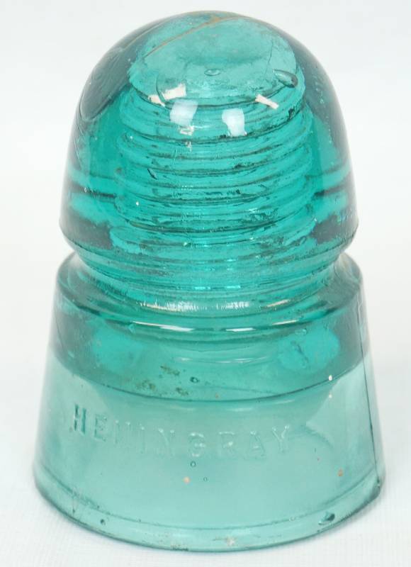 lot 1037 image: Blue-Green  Teal Glass Power Line Insulator - Hemingray - Nice color