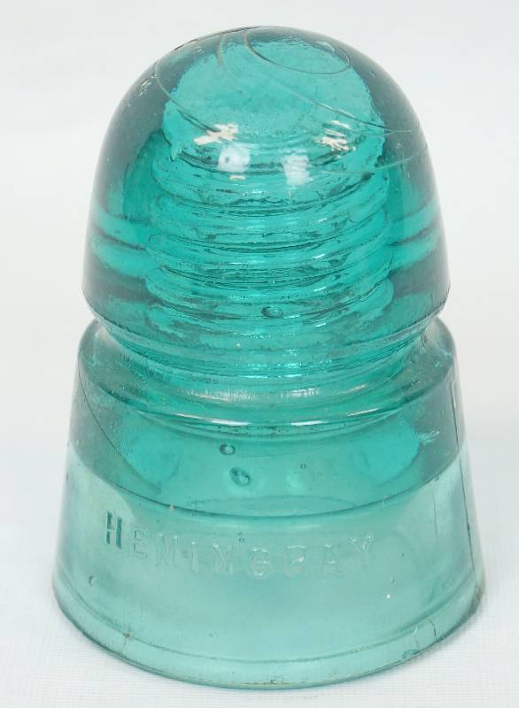 lot 1038 image: Blue-Green  Teal Glass Power Line Insulator - Hemingray - See other matching lots