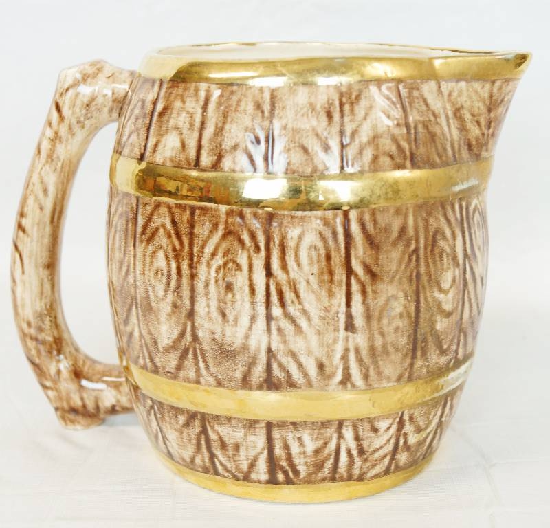 lot 1153 image: Vintage Barrel Design Ceramic Pitcher - Neat
