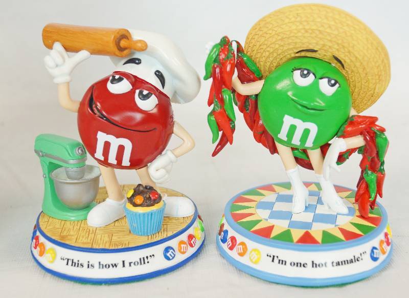 lot 1196 image: How I Roll and Hot Tamale M&M Sweet Treats Figurines - Danbury Mint - Highly Collectible