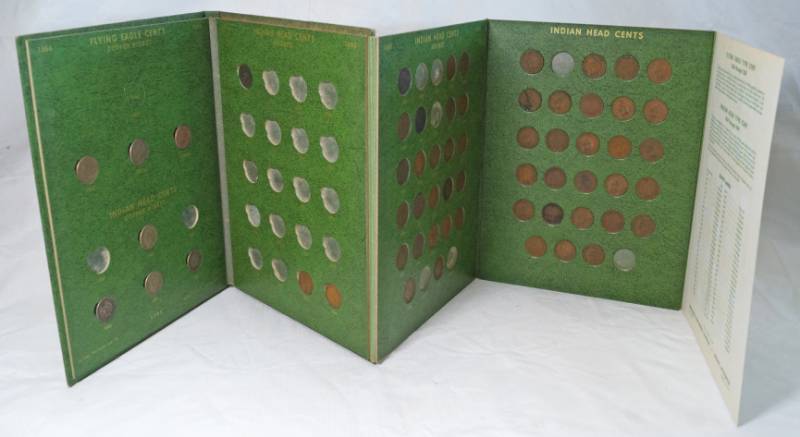 lot 1251 image: Collectors Book for FLYING EAGLE - INDIAN CENTS - w many coins - see photos
