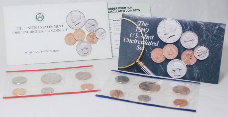 lot 1253 image: 1989 - Uncirculated Coin Set US Mint - D & P Mint Marks - Sealed - with Original Envelope w papers
