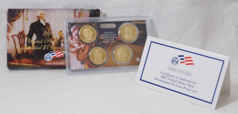 lot 1304 image: 2007  - Presidential $1 Coin Proof Set - United States Mint - Sealed in Plastic Case - w paper and original box