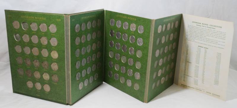 lot 1335 image: Jefferson Nickels Collection in a Cardboard Collectors Folder - Includes Many Coins