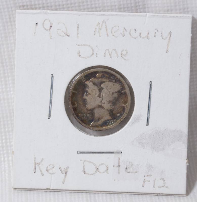 lot 1358 image: 1921 Mercury Dime - KEY DATE - F12