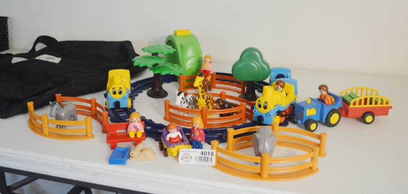 lot 4018 image: Playmobil Train and Zoo in Victorias Secret Bag