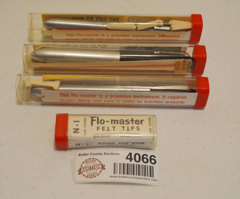 lot 4066 image: Flo-Master Felt Tip Pens with Extra Box of Felt Tips
