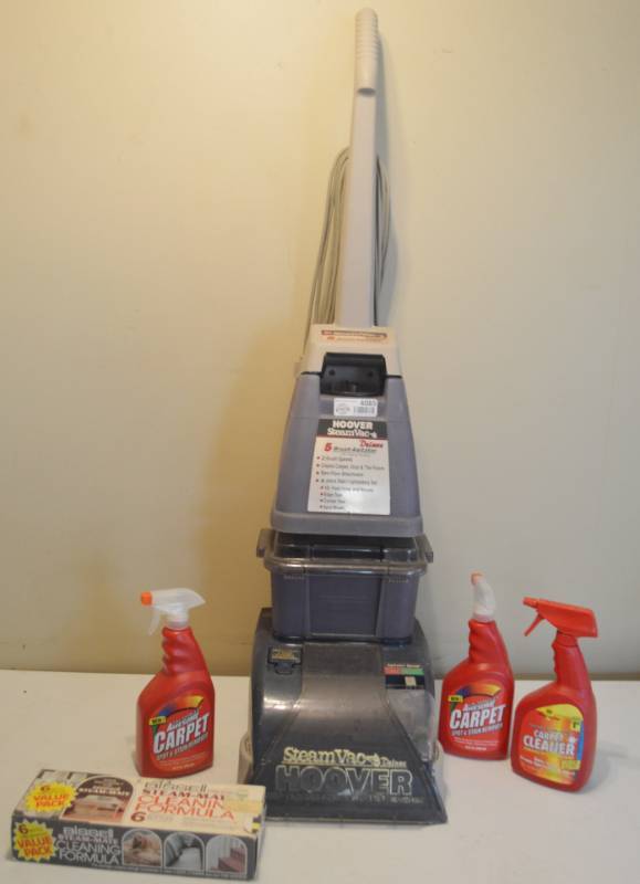 lot 4085 image: Carpet Cleaner (Turns On, Brushes Spin), Carpet Stain Cleaner, and Carpet Cleaning Formula