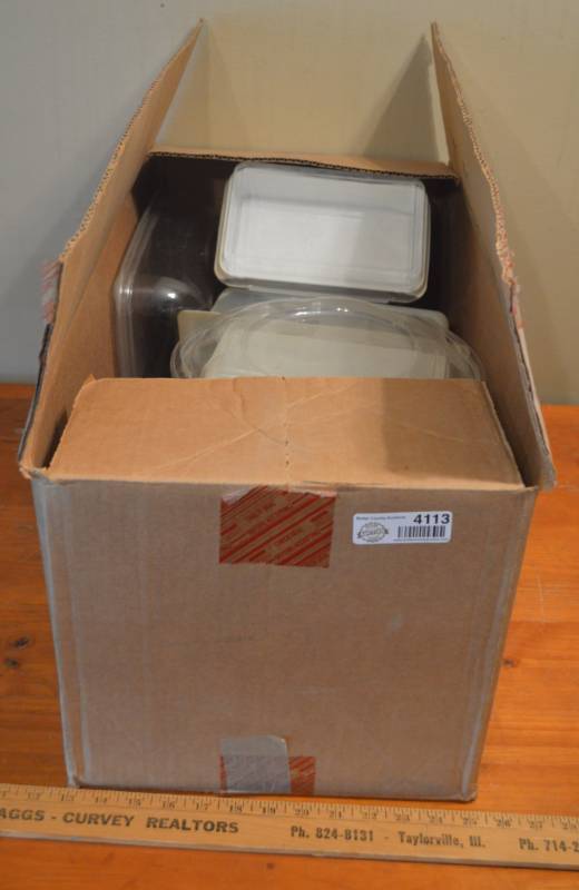 lot 4113 image: Box of Plastic Containers