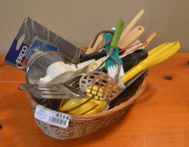lot 4114 image: Misc. Utensils and Basket