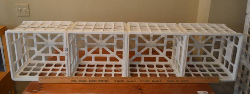 lot 4126 image: 4 Milk Crates Zip Tied