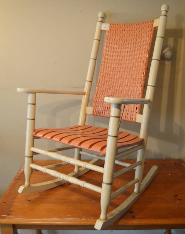 lot 4129 image: Wicker and Wood Rocking Chair
