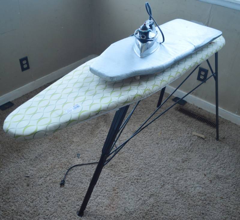 lot 4131 image: Full size Ironing Board, Small Ironing Board, and Iron