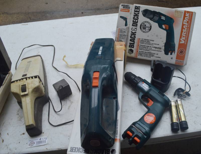 Dustbuster, Black and Decker Versapak, Black and Decker Drill w/ Rechargeable  Batteries and Charger, and Travel Coffee Set