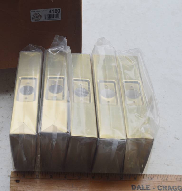 lot 4180 image: 5 Brass Door Protectors 9 x 4.25 x 2