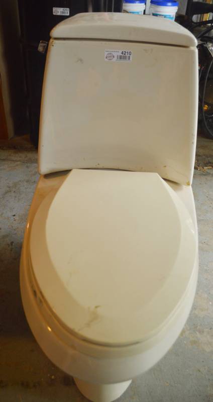 lot 4210 image: Toilet with Elongated Bowl. Worked When Removed