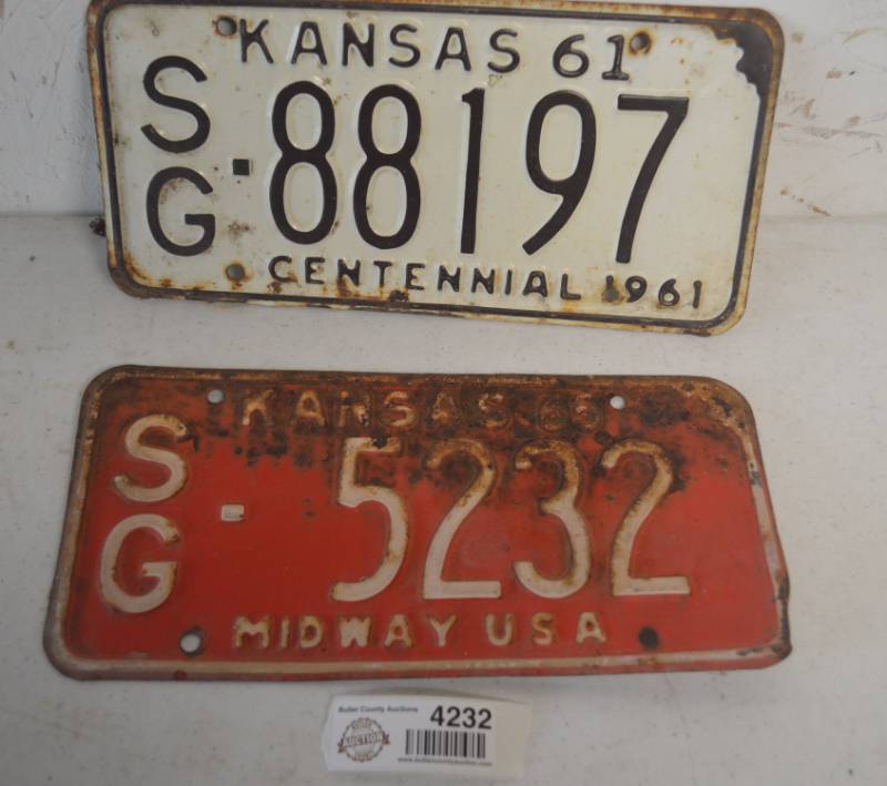 lot 4232 image: 1961 & 1965 Kansas License Plates