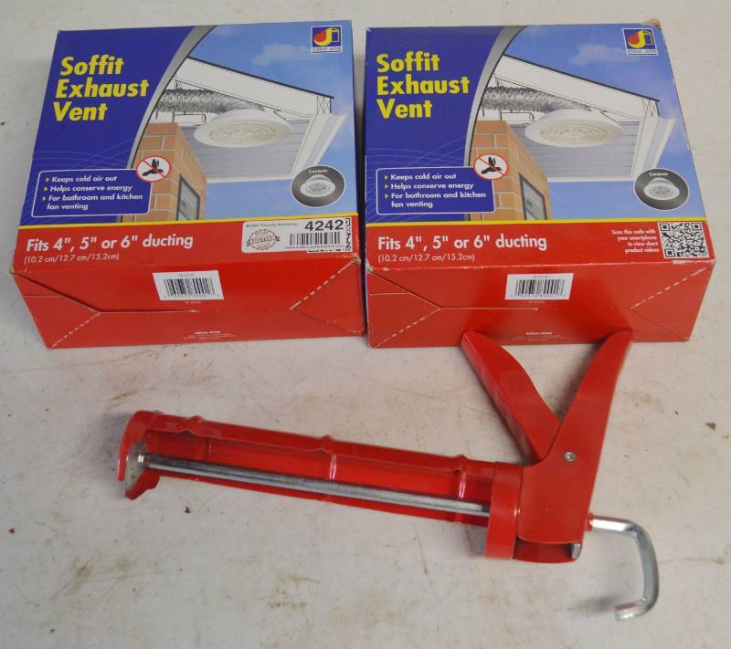 lot 4242 image: 2 New Soffit Exhaust Vent. Caulking Gun
