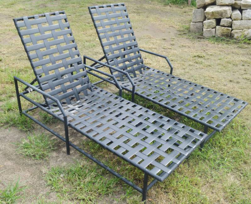 lot 4262 image: 2 Lounge Chairs. Missing Some of the Adjustable Hooks