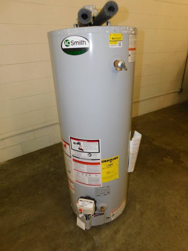 lot 1491 image: AO Smith Propane  Water Heater 50 Gal