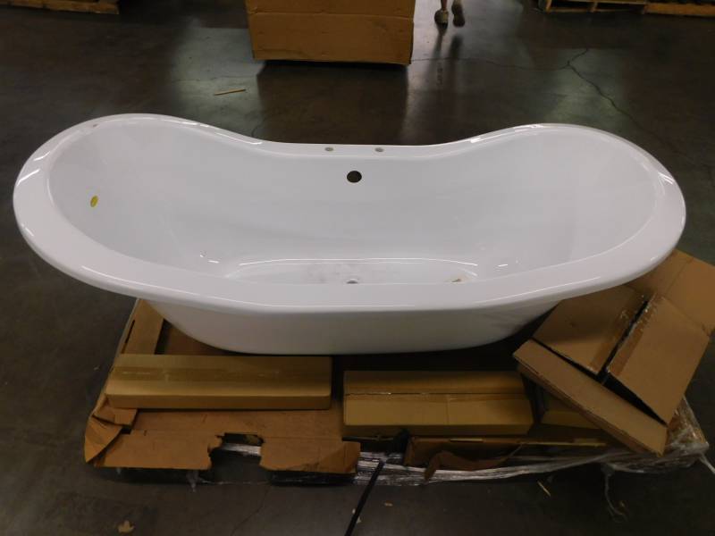 lot 1534 image: Free Standing Bath Tub With Feet and Faucet Hardware