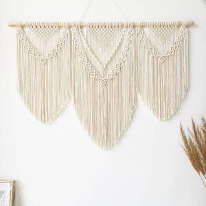 lot 1648 image: large macrame wall hanging - Boho Tapestry Macrame Wall Decor Art- Chic Bohemian Handmade Woven Tapestry Home Decoration for Bedroom Living Room Apartment Wedding Party - 43x32 (Beige-Triangle)