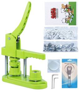 lot 1649 image: Happizza Button Maker Machine, (3rd Gen) Installation-Free 25mm(1 in) DIY Pin Button Maker Press Machine Kit, Badge Punch Press Machine with Free 500pcs Button Parts&Pictures&Circle Cutter&Magic Book