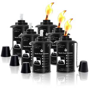 lot 1650 image: ZSZMFH 6 Pack Torch Canisters,12 oz Bamboo Torch Refillable Replacement Canister, Outdoor Citronella Fuel Torch Canister with Wicks and Covers,for Luau Party, DIY Garden Decor.