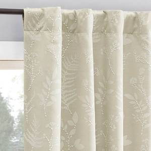 lot 2011 image: Sun Zero Ambridge 2-Pack Embroidered Botanical Leaf Pleated Look 100% Blackout Back Tab Curtain Panel Pair, 50 x 84, Cream