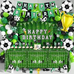 lot 2013 image: Soccer Birthday Party Decorations 87Pcs Soccer Birthday Party Supplies Including Tablecloth Backdrop Banner Cake Topper Latex Balloons Foil Balloons Decorations Kit