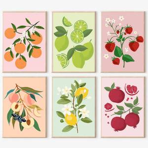 lot 2352 image: cupmod 6Pack Paint by Number for Adults and Kids,DIY Acrylic Painting Paint by Numbers Kits on Canvas Without Frame,Fruit Oil Painting for Home Wall Decor 7.8x11.8inch