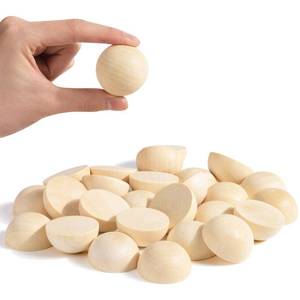 lot 2355 image: Split Wood Balls 1.5 inch Half Wooden Balls 40mm Unfinished Half Wooden Beads for Crafts and Art Supplies (60PCS)