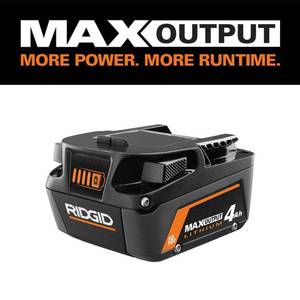 lot 2393 image: RIDGID 18V 4.0 Ah MAX Output Lithium-Ion Battery - Retail $179