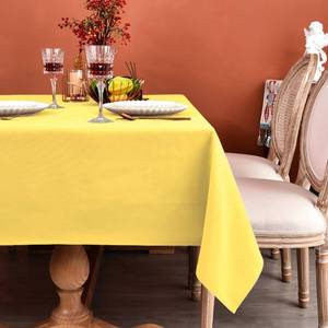 lot 2405 image: MEANMOY Yellow 210 GSM Water & Stain Resistant Square Tablecloth - Solid 54 x 54 Inch Rectangle Table Cloth Cover in Wrinkle Free Washable Wipe Clean Polyester Fabric for Wedding, Party, Banquet