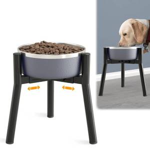 lot 2406 image: SHAINFUN Adjustable Dog Bowl Stand, Tall Elevated Feeder for 7-10.6 Bowls, Metal Single Raised Holder, 11 Tall