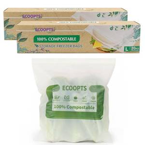lot 2408 image: A 100% Compostable Large Sandwich Zip Bag  ECO-Friendly Food Storage Bags  Freezer Bag  Plant-Based BPA-free  Seal well for Fruit,Food and Snack (L-2Pack)