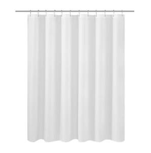 lot 2419 image: N&Y HOME Short Fabric Shower Curtain Liner 60 inches Long, Hotel Quality, Machine Washable, White Shorter Bathroom Curtains with Grommets, 72x60